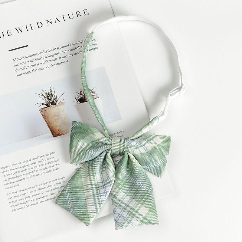 Japanese School Girl Style Polyester Plaid Neck Tie With Bow For Kids Uniforms