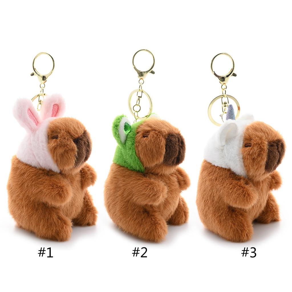 Cosplay Capybara Plush Keychain Backpack Pendant Cartoon Car Keyring Handbag Decoration Women Bag Decors Birthday Gift