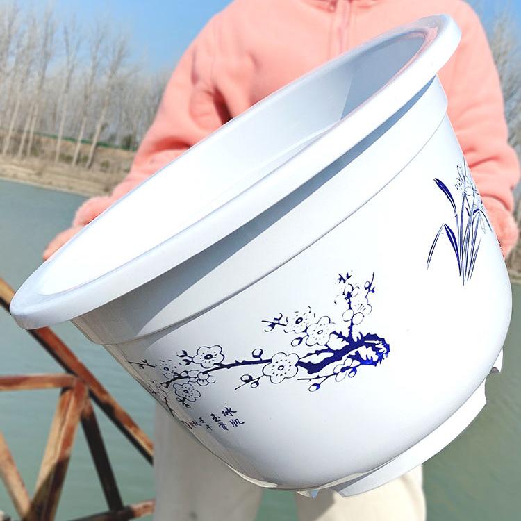 Extra Large Hydroponic Lotus Pot with Hole - Round, Thickened, Imitation Ceramic for Green Plants or Fruit Trees.