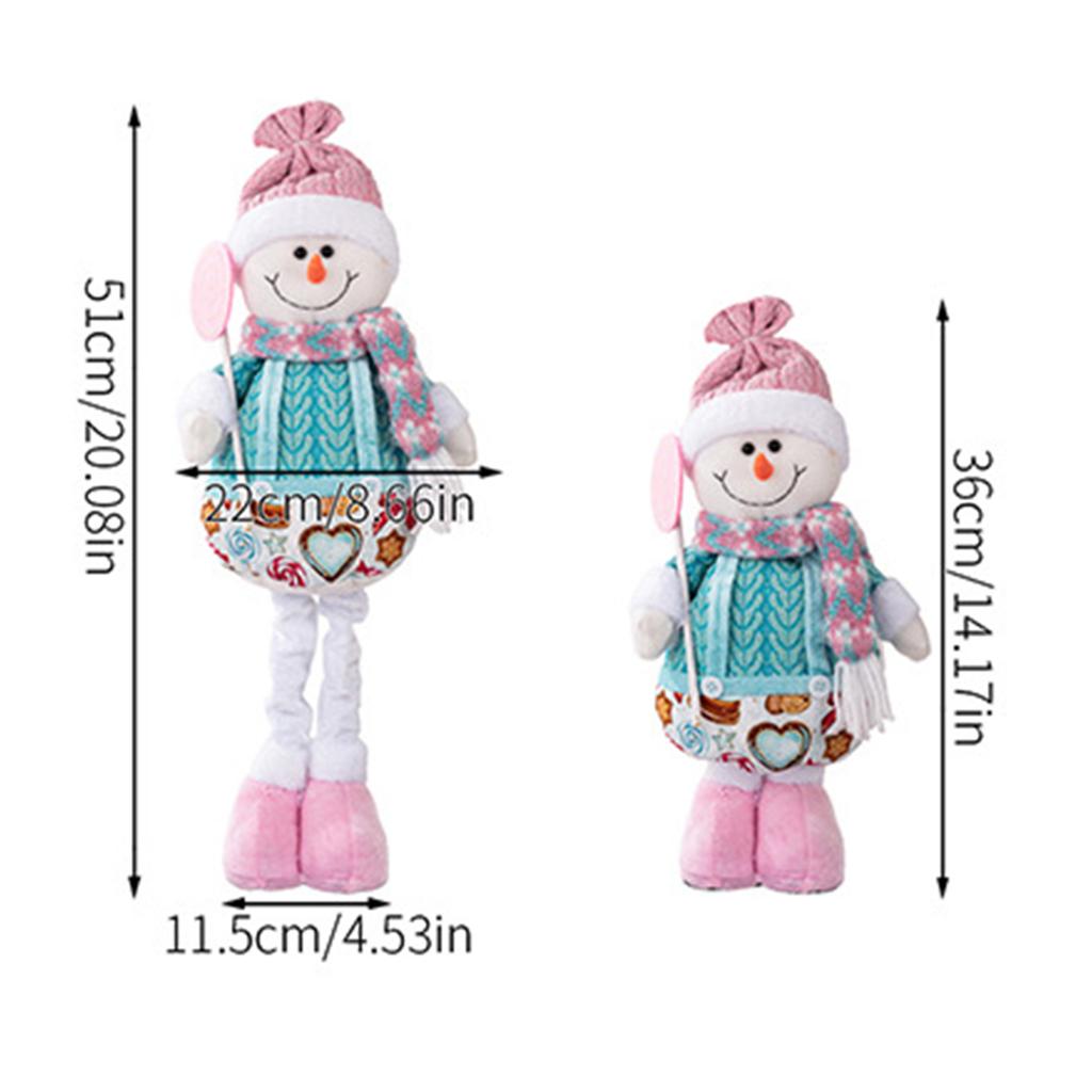 Retractable Christmas Doll with Retractable Legs Pink Santa Claus Snowman Elk Standing Doll for Home Display and Festive Window