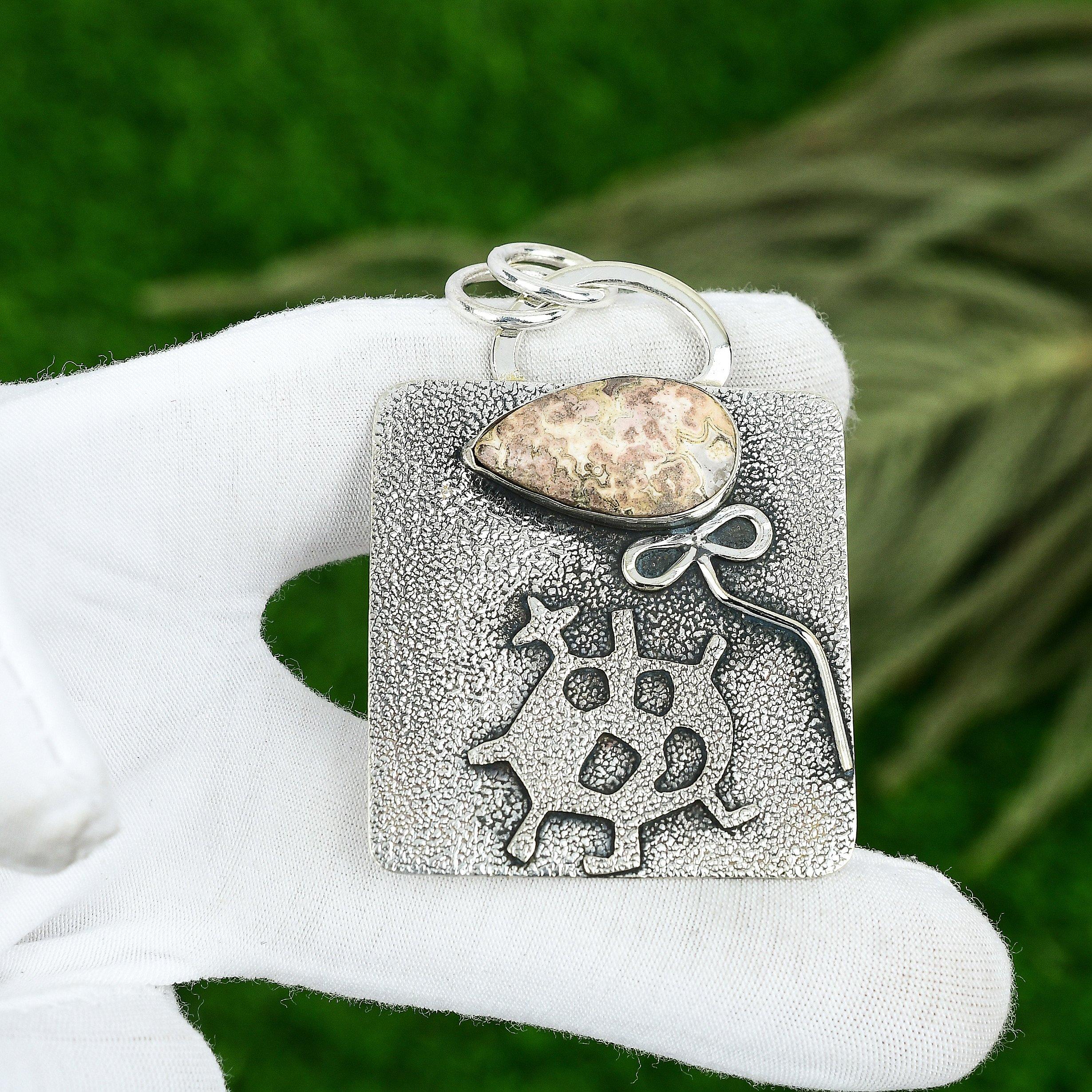 Friendship Day Sale Sterling Silver Natural Crazy Lace Agate New Pendant Jewelry