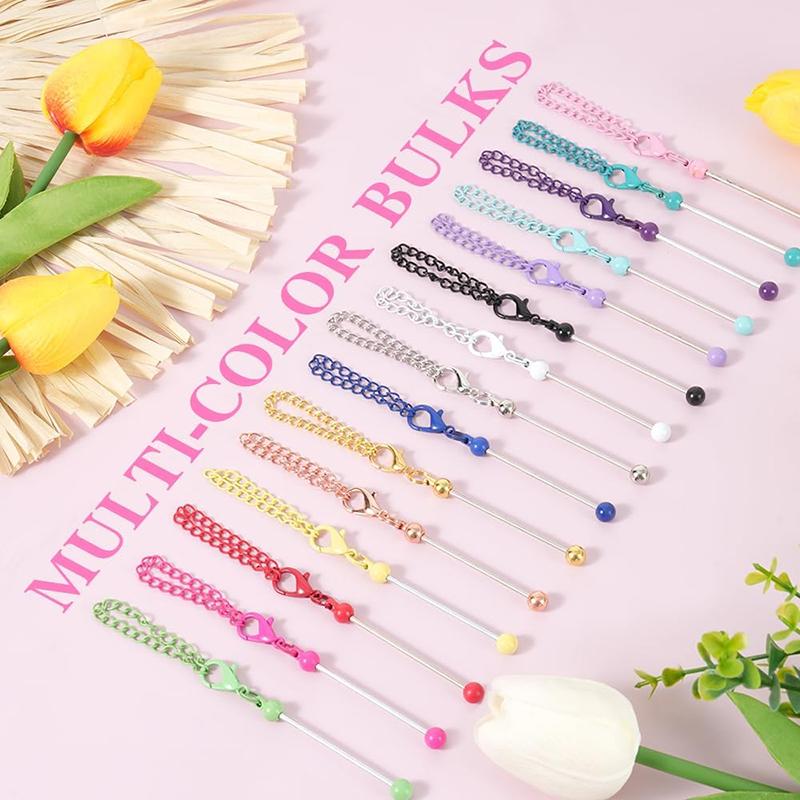 WTEMPO Kit de Barras de Chaveiro para Enfeitar Barras de Chaveiro em Branco para Contas Kit para Fazer Chaveiros com Contas DIY para Artesanato Pingentes Charms Materiais para Fazer