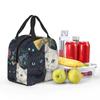 Cartoon Black White Cat Print Insulated Lunch Bag for Women Kids Leakproof Food Boxes Thermal Lunch Box Tote