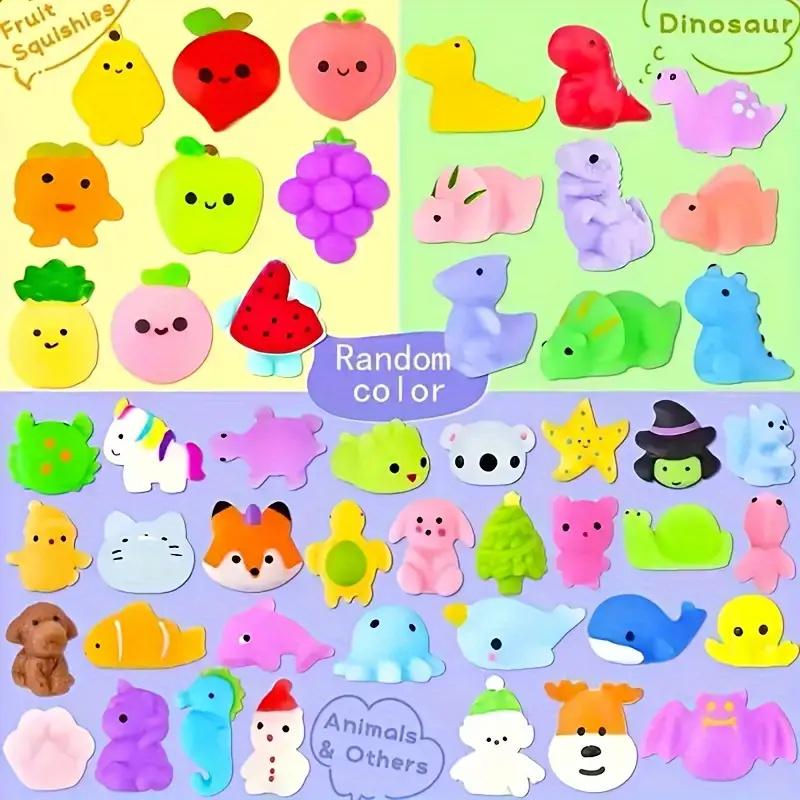 24Pcs Cute Kawaii Animal & Fruit Squeeze Toys Soft Stress Relief Pop Fidgets for Youngsters & Adults Perfect Party Favors Gifts