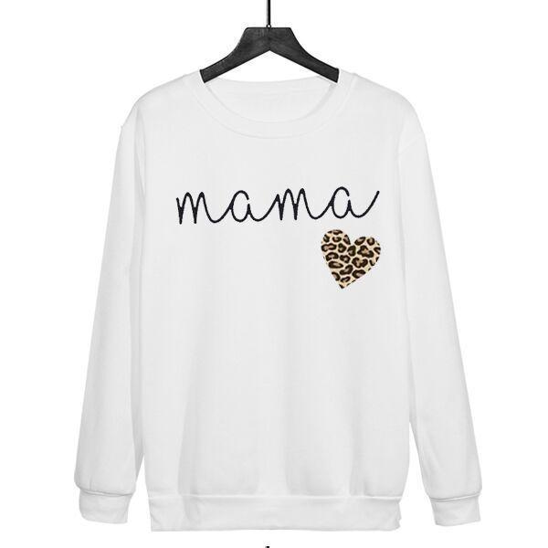 2025 new men's and women's European and American letters MAMA love peripheral pattern printed sweater crew neck