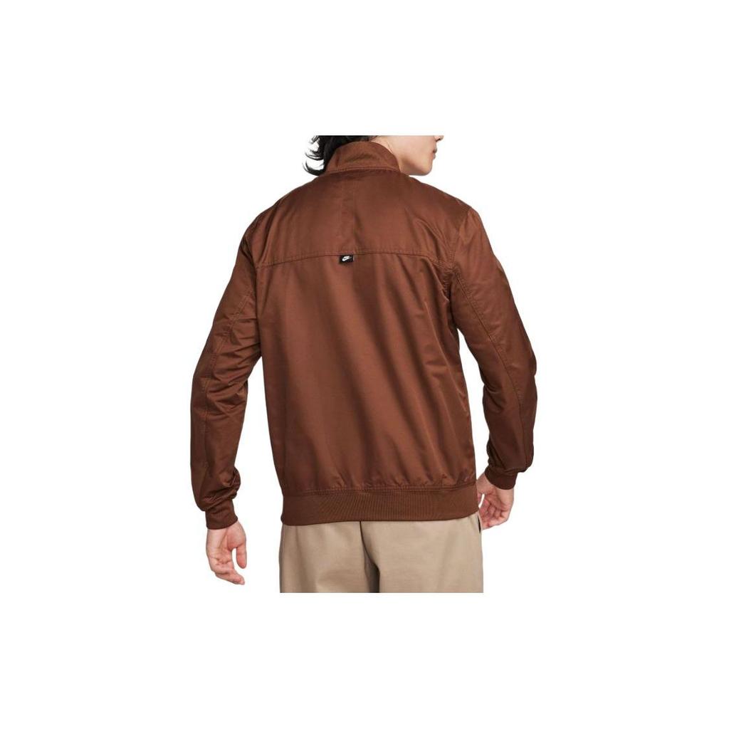 Nike Solid Color Baseball Collar Zip Long Sleeve Jacket Men Jackets Brown DM6822-259