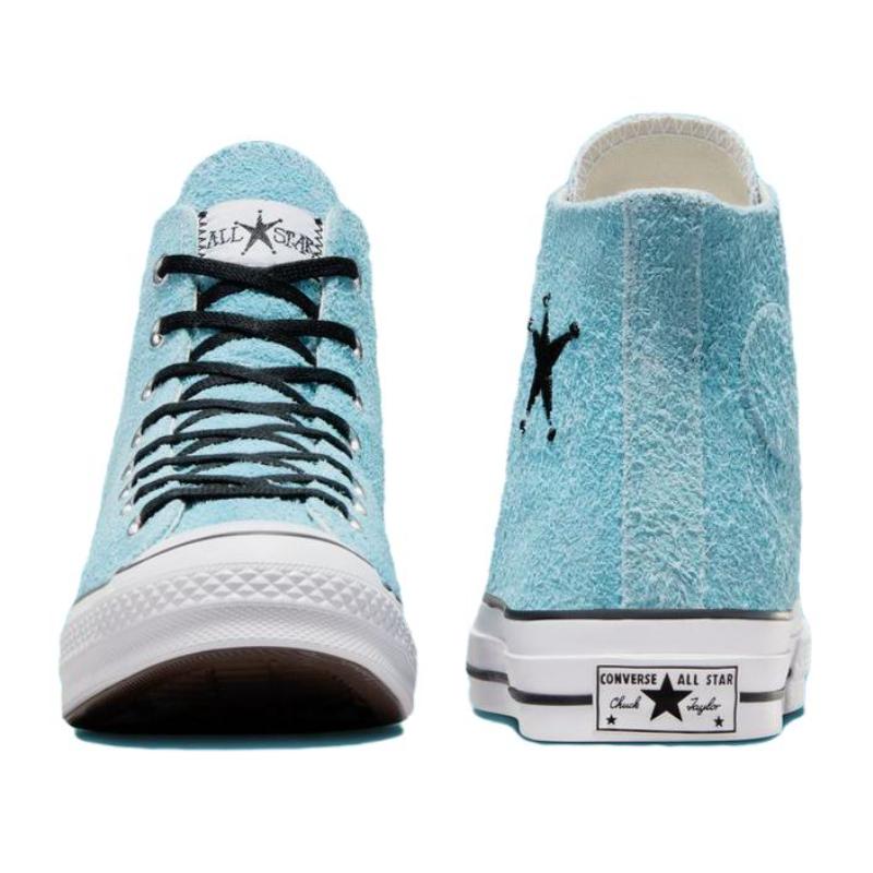 Stussy x Converse Chuck Taylor All Star 70 Hi "Sky Blue" Klasické Pohodlné Odolné proti oděru Vysoké Espadrilky Unisex Modré