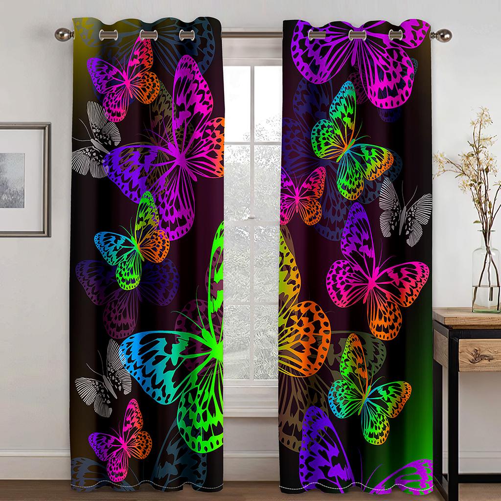 Buntes Schmetterlingsmuster 3D-Druck Digitaldruck Vorhang Wohnzimmer Balkon Schlafzimmer buntes Glücksschmetterlingsmuster pro