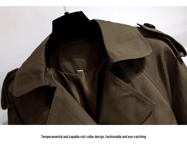 Women's Mid-Length Korean Style Trench Coat - Chic British Design