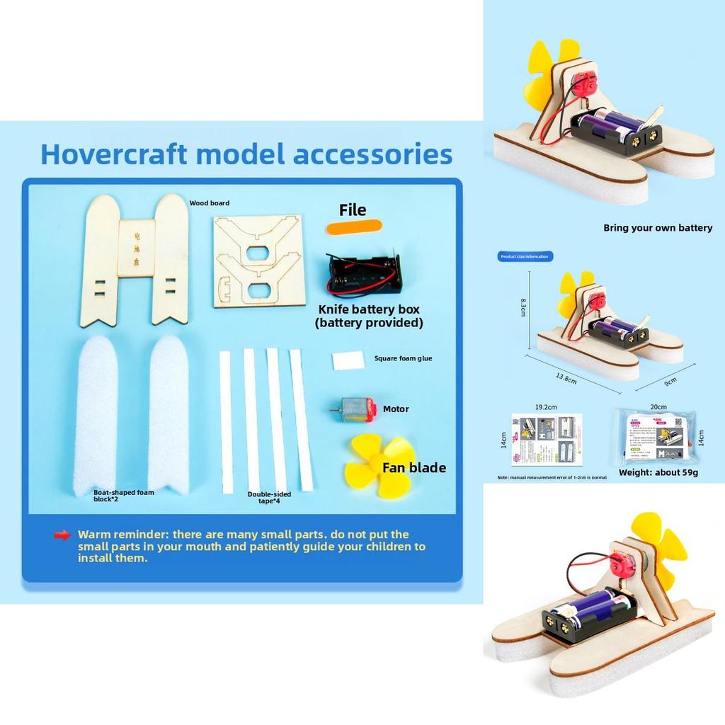 Science Experiment Diy Air Cushion Boat Model With Wind Power Technology For Children Educational Play