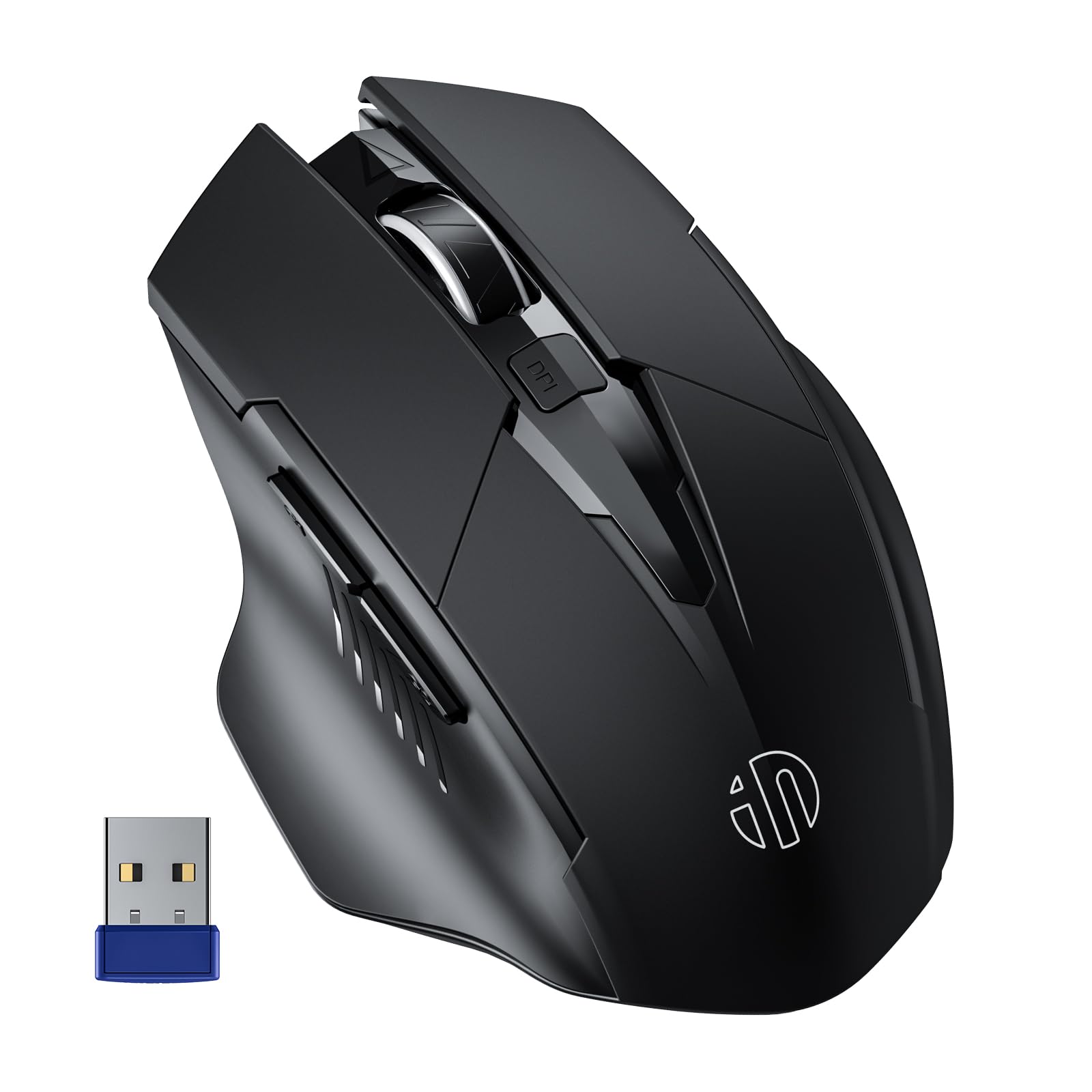 

INPHIC Wireless Wireless Mouse Wireless 6 Buttons with Black Mouse, Rechargeable, [Equipment Back/Forward Buttons],