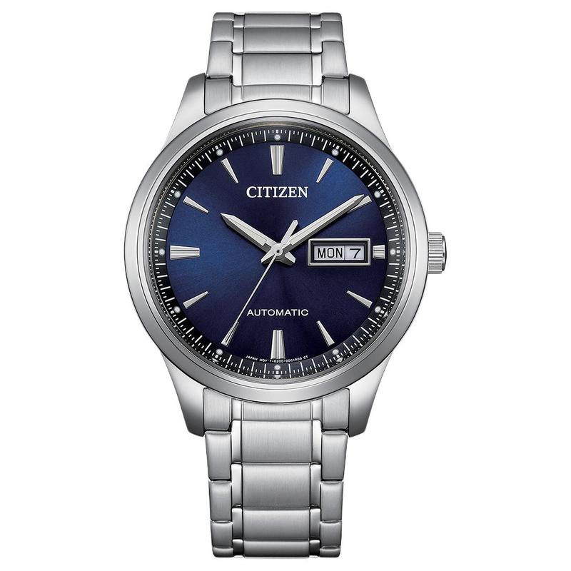 

CITIZEN 50 meters waterproof date display Automatic Steel Strap 40mm men s watch blue dial NY4060-51L синій