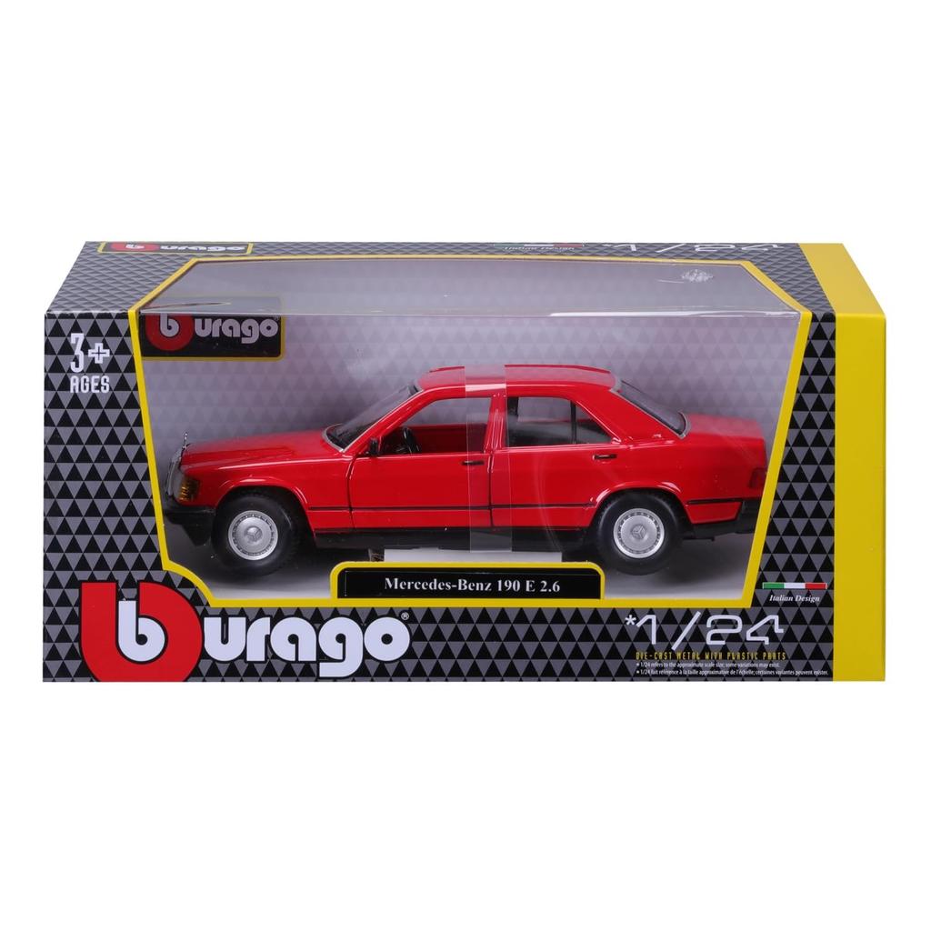 Bburago Scale 190E 1987 Red Diecast Model Car RD 1/25 Mercedes-Benz 2.6 (Finished Model) 18-21103