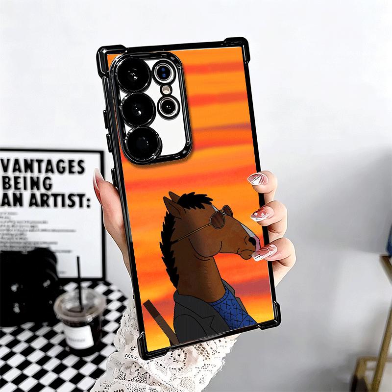 B-BoJack H-Horseman Funny Plating Phone Case For Samsung Galaxy S24 S25 FE S26 Edge S23 Ultra S22 S21 Plus S20 Anti-Fall Airabag