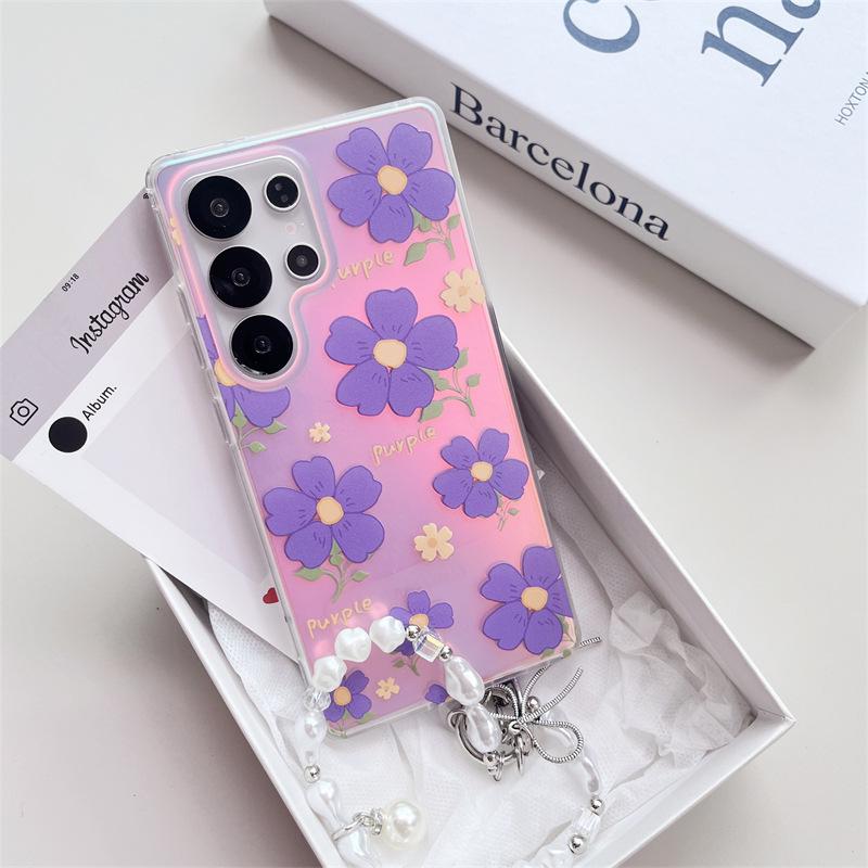 Pink & Purple Floral Samsung Case: A55, A35, A05 Drop-Proof, A14 Fashionable, A53 Stylish for Women