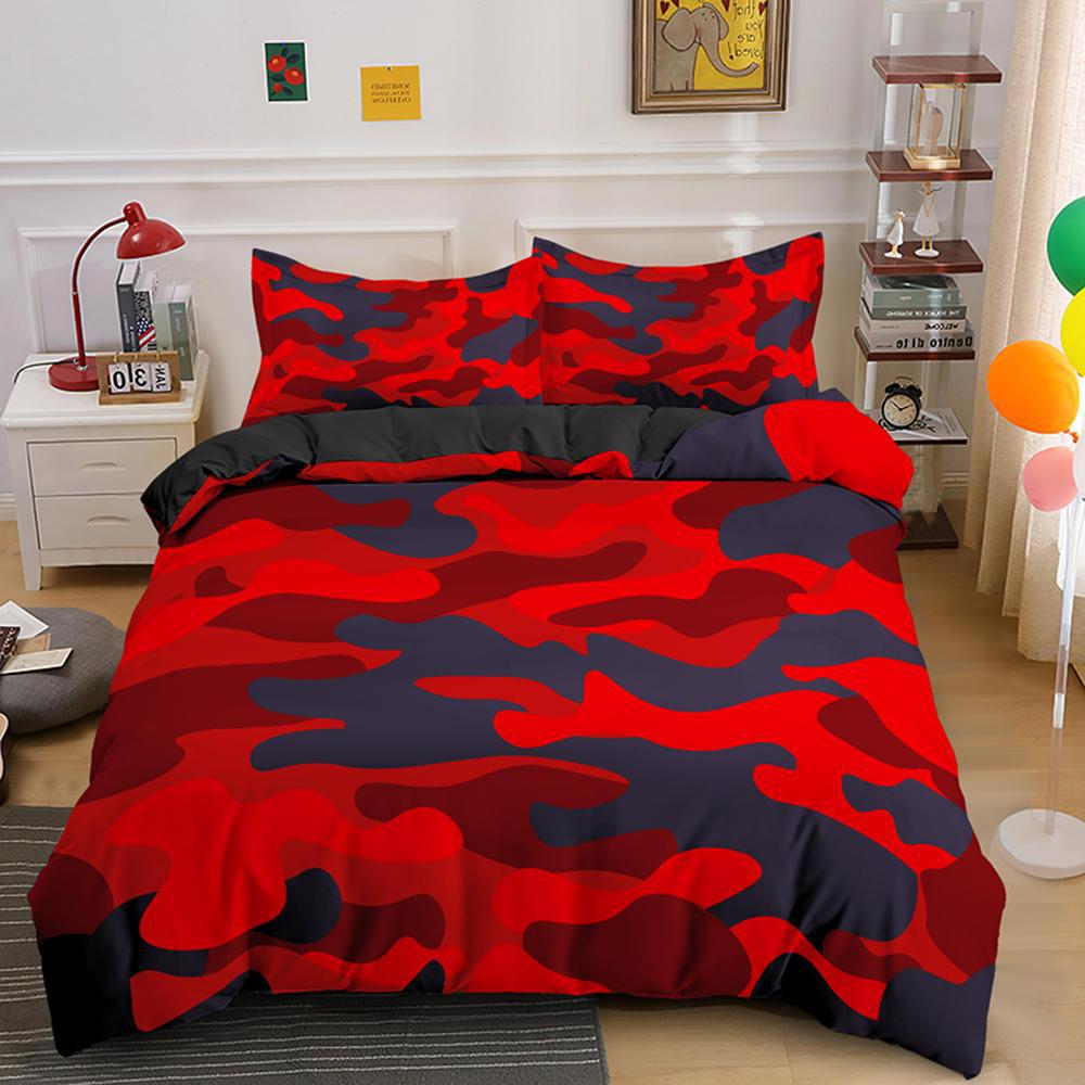 3D Three-Piece Camouflage Stripe Series Quilt Cover Bed Sheet Kit