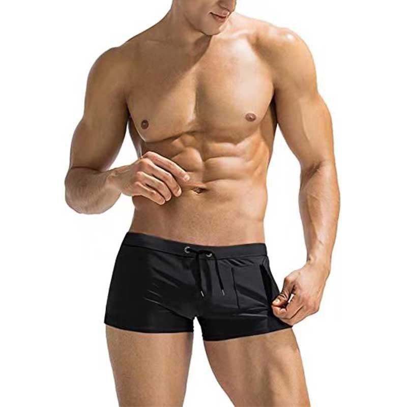

Men s Solid Color Side Zipper Beach Swim Shorts with Lace-up Design Extra Large