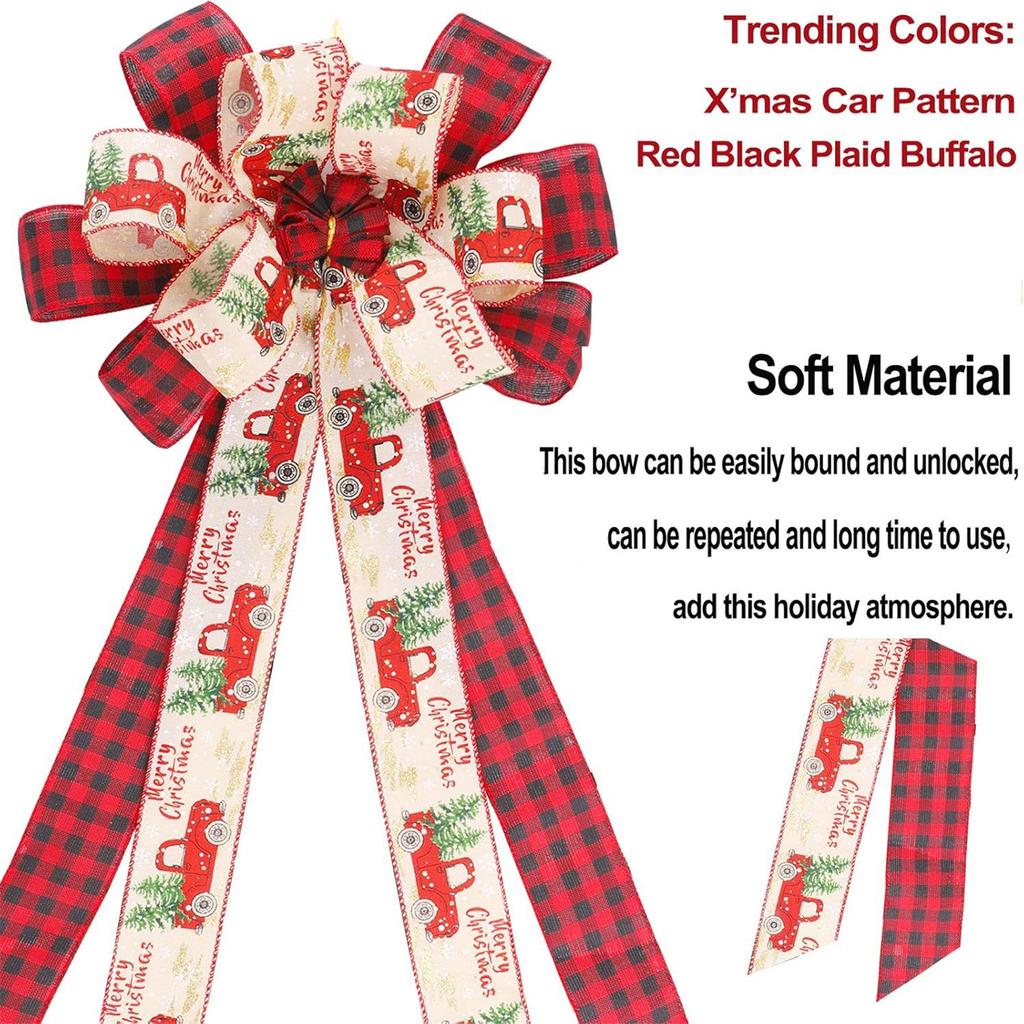 Christmas Outdoor Parties Bowknot Durable Bowknot Ornament Decorative Ribbon for Christmas Tree and Holiday Event