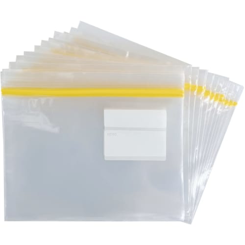 NISHIKIN Zip-Closed Plastic Bags for Freezing and Refrigeration, Clear, 100-Count, Approx. 20.5cm Wide x 18cm Long, with Memo Section and Color-Checke