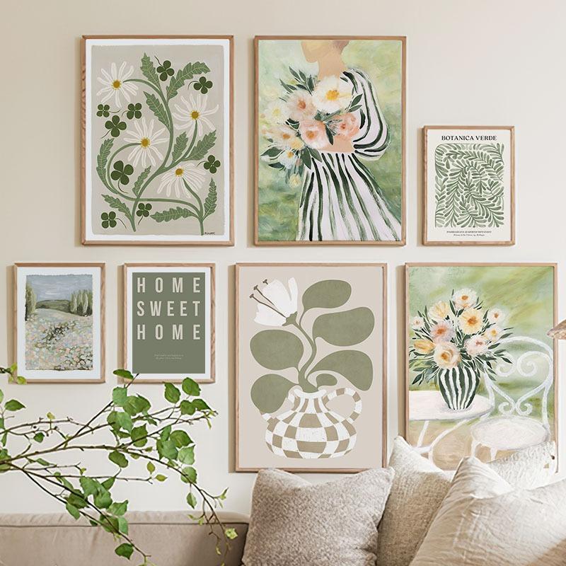

Green Girl Leaves Flower Abstract Landscape Wall Art Canvas Painting Oil Posters And Prints Wall Pictures For Living Room Decor 21cm×30cm NoFrame
