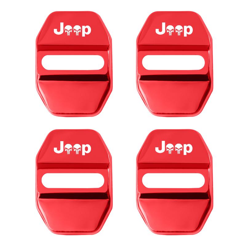 Cup Holders 4PCS Metal Car Door Lock Cover Protection Sticker For Jeep Wrangler JL JK Renegade Grand Compass Gladiator Cherokee