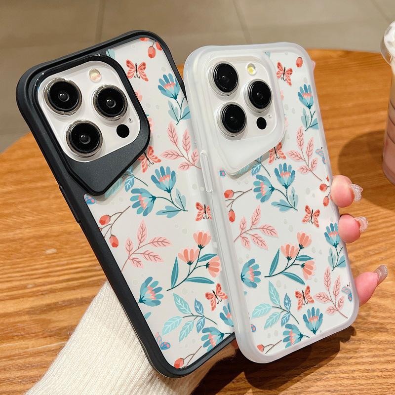 

Противоударный чехол для телефона с цветочным узором для iPhone 15 Pro Max 14 Plus 13 Pro 12 11, акриловый прозрачный тонкий чехол с мягким краем iPhone 15 чёрный