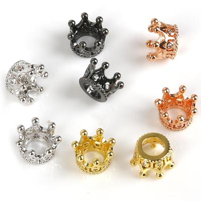 2 Stücke Micro Pave Schwarz Zirkonia Krone Charm Perlen Für DIY Schmuck Machen Armband Zubehör