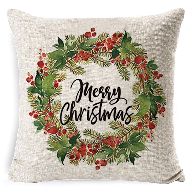 Pillow Cushion Cover Linen Santa Claus Pillow Cover Linen Material