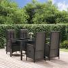 VidaXL Garden Dining Set Cushions 5pcs Black Wicker, Dining Set, Dining Set 3185055