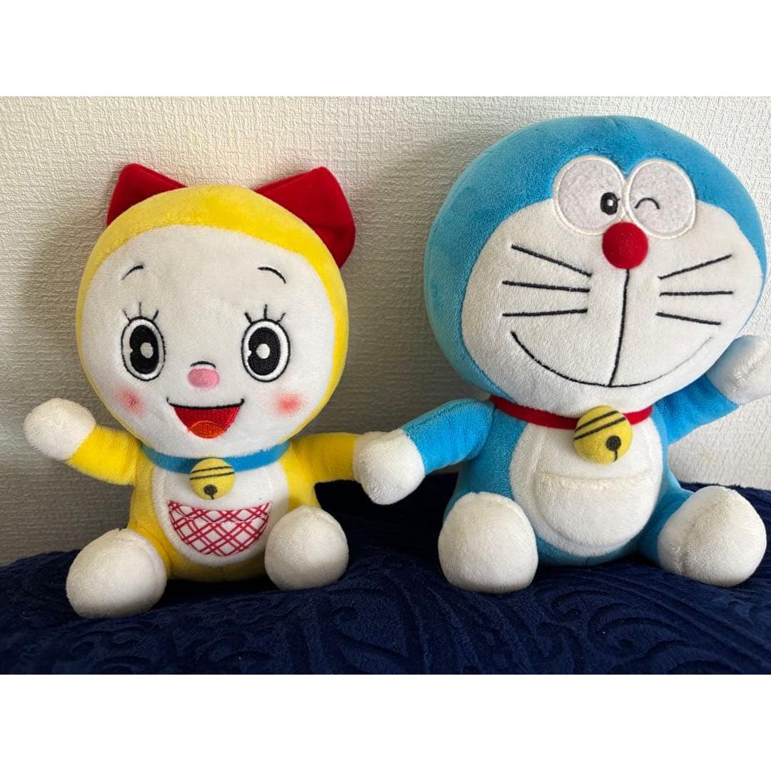 [Not for sale / Very good condition] NTT stuffed telegram Doraemon & Dorami-chan pair set