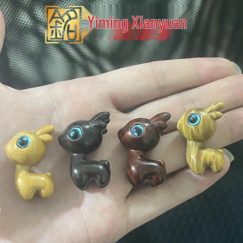 Painted Wood Pendant Keychain - Green Sandalwood, Little Deer, Rosewood, Ebony DIY Jewelry Accessory