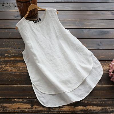 3 Colors Women Sleeveless Vest Round Neck Summer Underwaist Irregular Tank Tops
