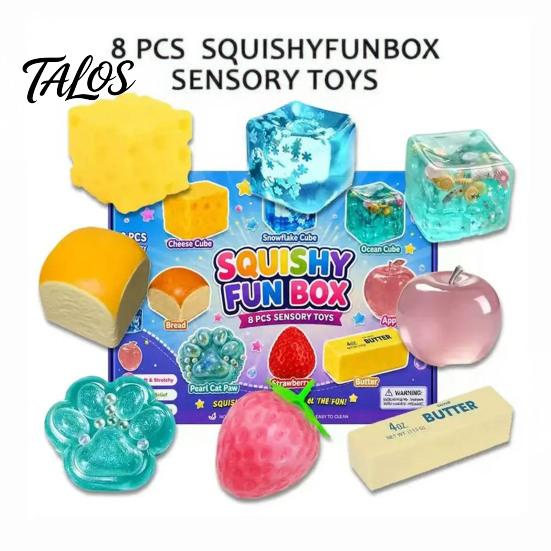 Talos 4/8Pcs Stress Relief Squeeze Toy, Anxiety Reduction Sensory Soft Stretchy Fidget Party Favors for Kids Adults
