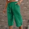 Women's Casual Fashion -Color Elastic Waistband Pocketed Wide-Leg Straight-Cut Shorts