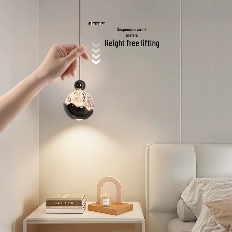 Italian Luxury Bedside Pendant Light - Snow Mountain Style, Adjustable Height, Handcrafted for Foyer or Bedroom.