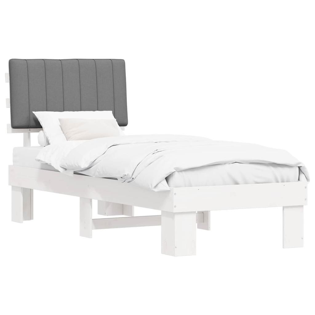 Bed Frame with Upholstered Headboard Light Grey 75 x 190 cm