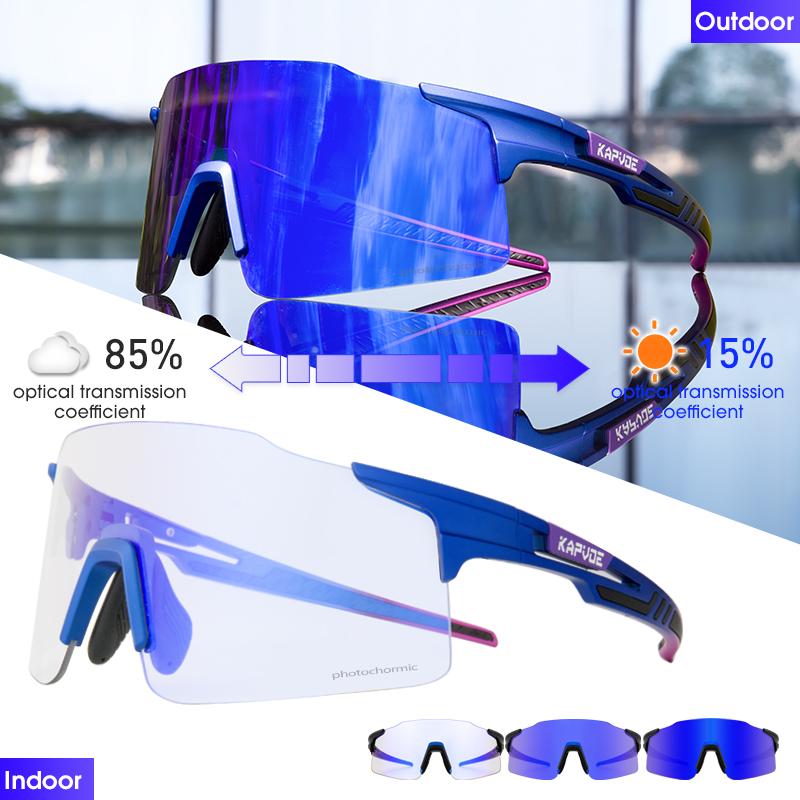 Pochromic Cycling Sunglasses  UV400 Cycling Glasses Outdoor Bike Eyewear MTB Hiking Sports Riding Glasses Bicycle Goggles