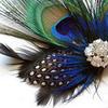 Unique Rhinestone Hairpin Peacock Faux Feather Hair Clip Women Headpiece Costume Carnival Fancy Dress Pin Accessories Eye-catching Accessory