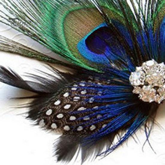 Unique Rhinestone Hairpin Peacock Faux Feather Hair Clip Women Headpiece Costume Carnival Fancy Dress Pin Accessories Eye-catching Accessory