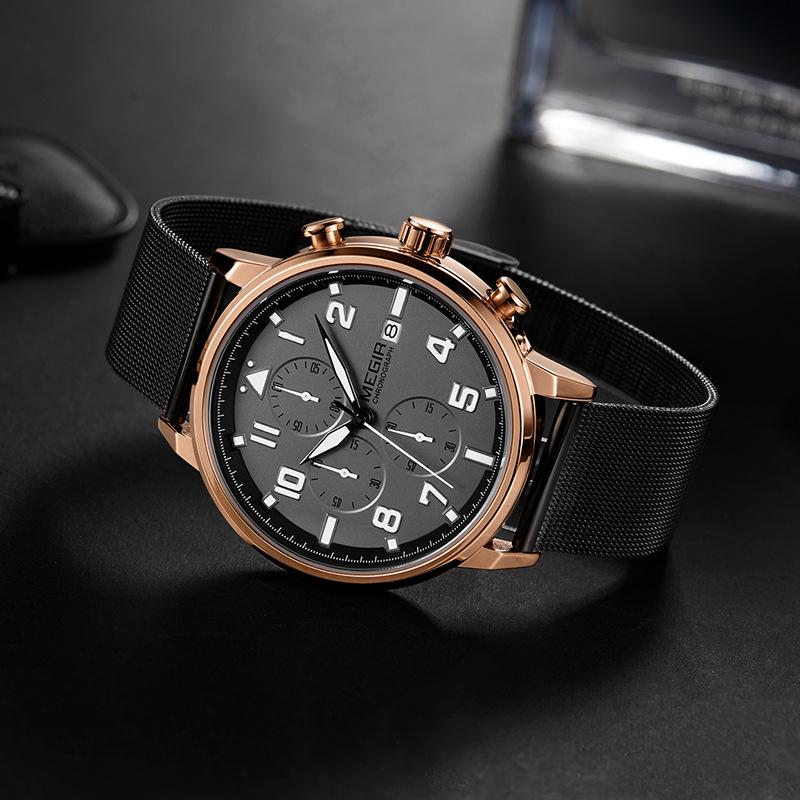 Watch Men'S Multifunctional Chronograph Waterproof Steel Belt Sports Quartz Watch 2157