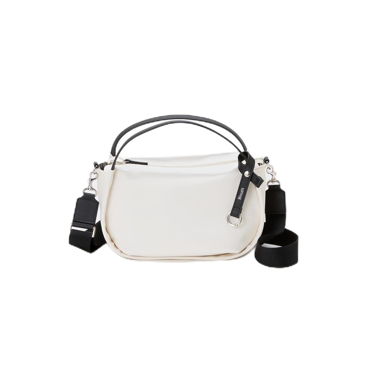 

[Breath TOPKAPI] [Water-Repellent] Glossy Nylon Round Tote Bag with Shoulder Strap (Cream)