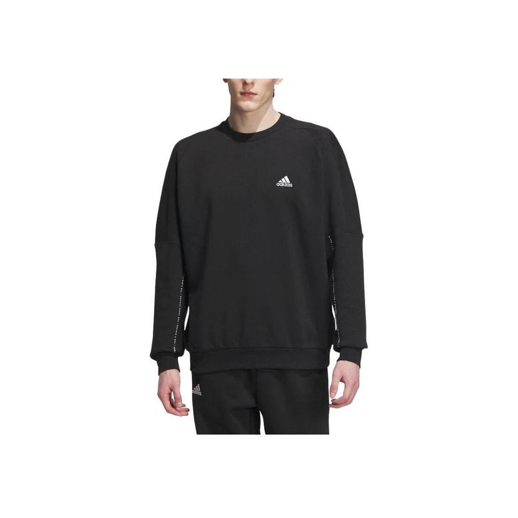 Adidas Loose-Fit Crew Neck Sweatshirt With Letter Print Unisex Tops Black IK7359