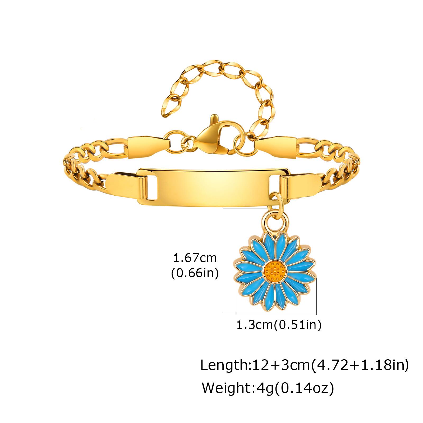 

Engravable, Dripping Flower Stainless Steel Blank Curved Plate Three To One Nk Chain Children S Bracelet, Jewelry 798
