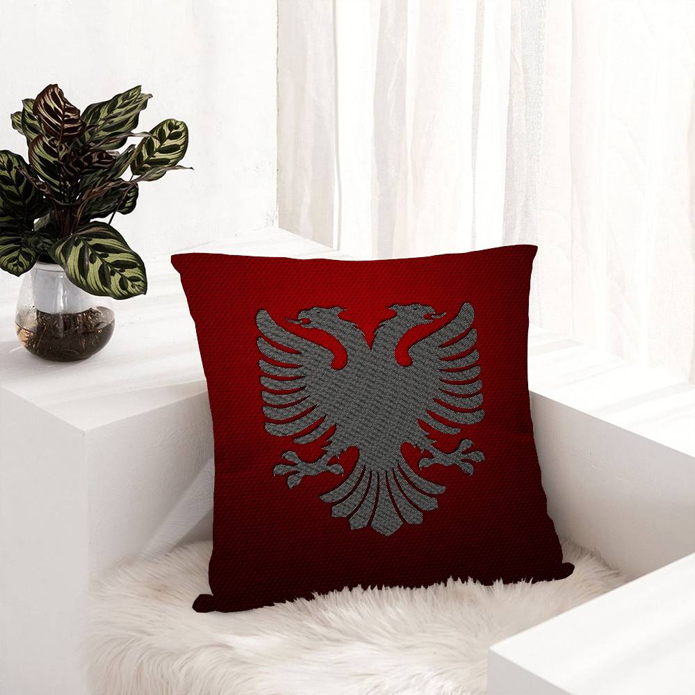 Cuscino Copricuscino Bandiera A-Albania Copricuscino da Viaggio per Auto Divano Auto Regalo di Natale 40X40Cm 45X45Cm