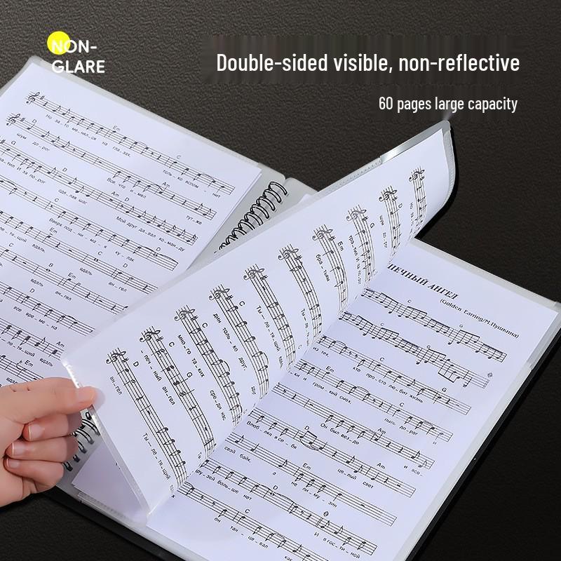 Customizable Non-Reflective A4 Sheet Music Clip Folder with Multi-Layer Insert Pages for Piano and Composition.