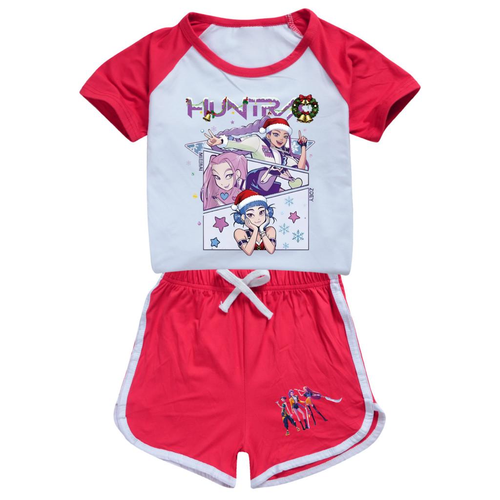 5095 Kids Girls Christmas POP Rumi Zoey Mira Print T-shirt Shorts Sport Tracksuit Clothes Set