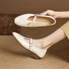 Fashion New Spring/Summer Genuine Leather Women Pumps Shoes for Women Fashion Retro Round Toe Mary Jane Shoes Ladies Handmade Beige