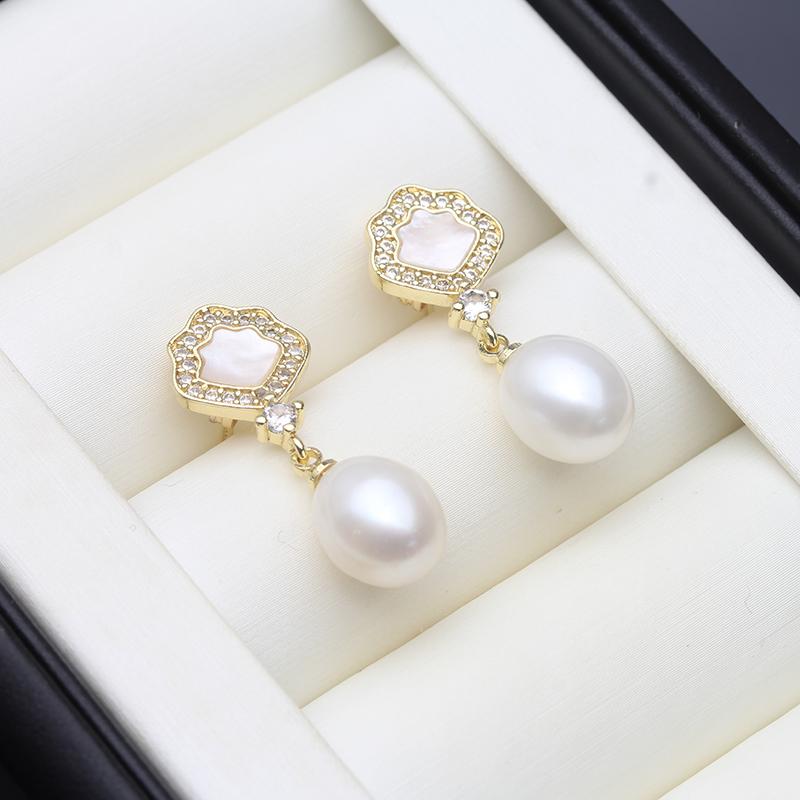 Real Natural Freshwater White Pearl Earrings Woman,Cute 925 Silver Pearl Earring Dangle Wife Girl Gift Pink Black