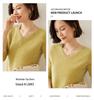 Women's V-Neck Cashmere Sweater - Slim Fit, Hollow Knit Pullover for Autumn/Winter