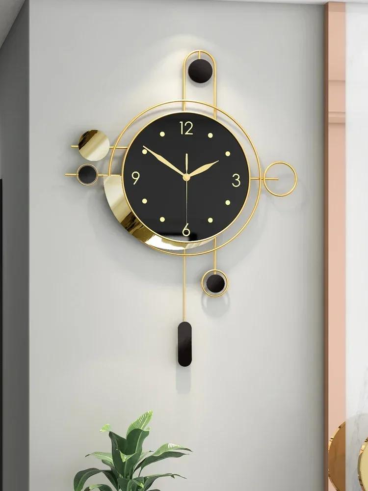 Large Metal Wall Clocks Luxury Silent Creative Pendulum Clock Living Room Gold Watches Art Nordic Home Decoration for Bedroom